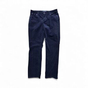Talbots Petites 10P Curvy Corduroy Pants Navy Blue Straight Leg